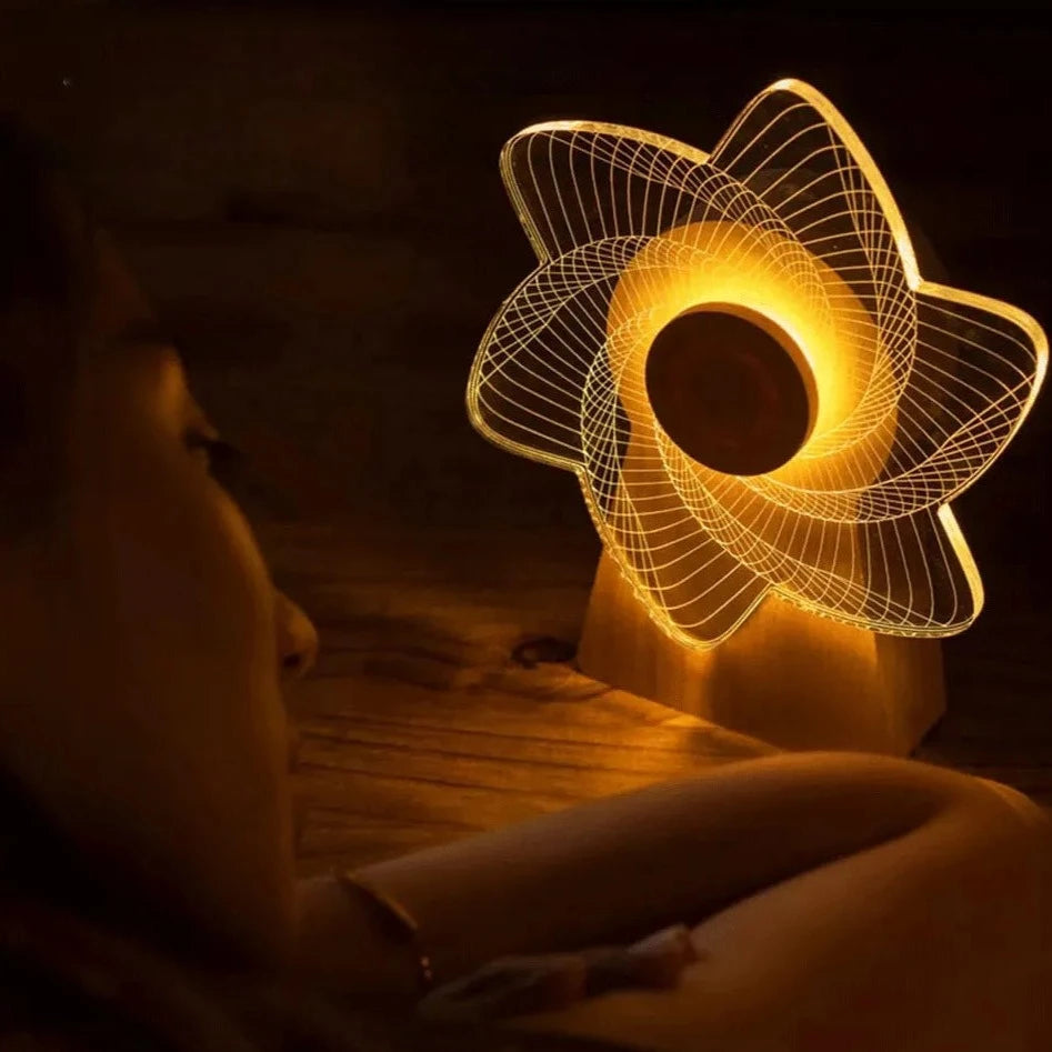 3D Windmill Night Light, Wooden Rotating Music Box, Wooden Ferris Wheel Table Lamp, Visual Illusion Optical Light 3D Windmill Night Light, Wooden Rotating Music Box, Wooden Ferris Wheel Table Lamp, Visual Illusion Optical Light